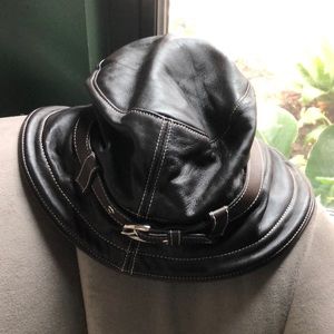 Brown 100% Leather COACH hat